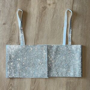 12th Tribe Silver Rhinestone Crop Top